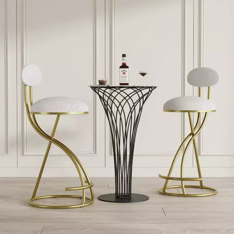Vatros Round Bar Stools Modern Velvet Upholstered Counter Chair for Dining Room