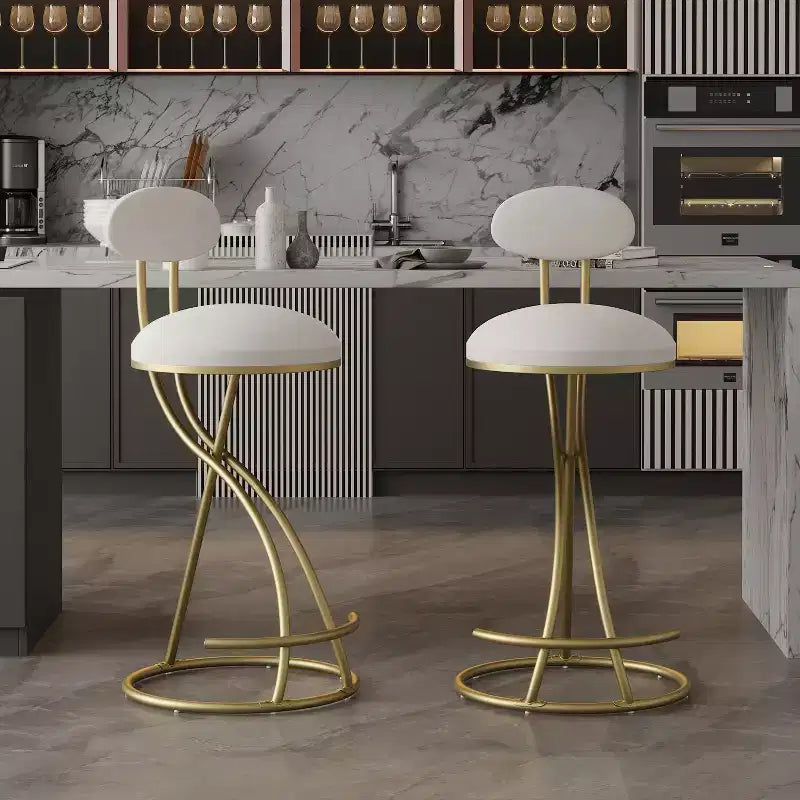 Tabourets de bar ronds Chaise de comptoir moderne tapissée de velours pour salle à manger