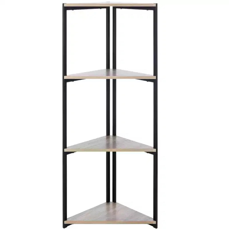 Logan 4 Tier Corner Book Shelf - ETG4200 - Light Grey Oak/Black - Safavieh