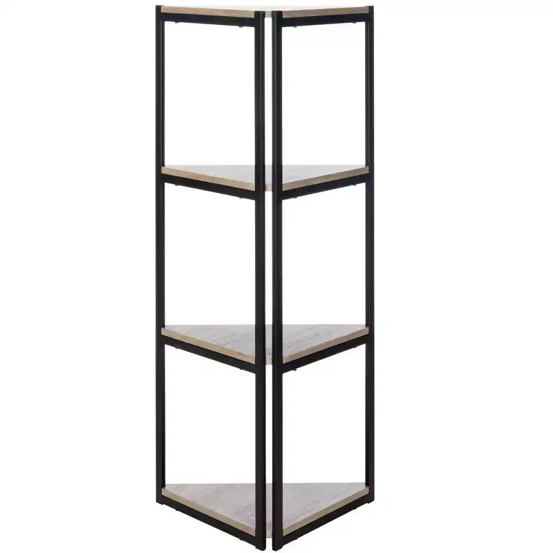 Étagère d'angle à 4 niveaux chêne clair/noir