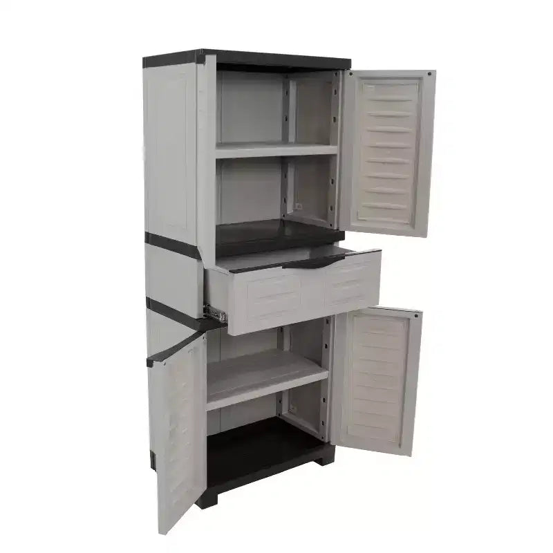 Armoire de rangement en plastique avec 2 étagères réglables et 1 tiroir - 57