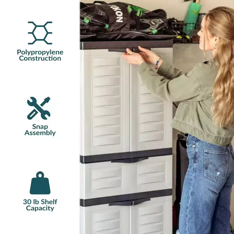 Armoire de rangement en plastique avec 2 étagères réglables et 1 tiroir - 57