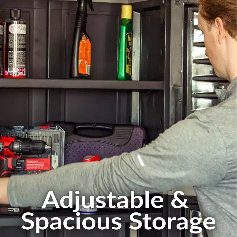 Armoire de rangement en plastique avec 2 étagères réglables et 1 tiroir - 57