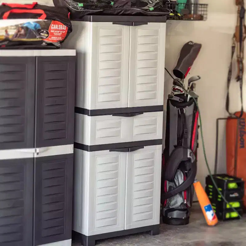 Armoire de rangement en plastique avec 2 étagères réglables et 1 tiroir - 57