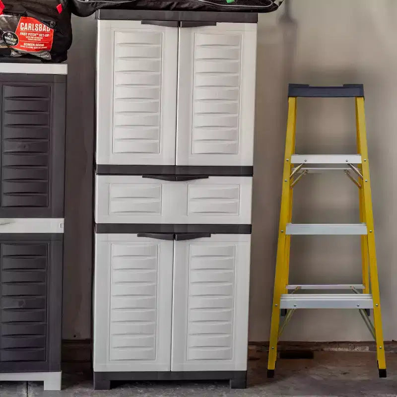 Armoire de rangement en plastique avec 2 étagères réglables et 1 tiroir - 57