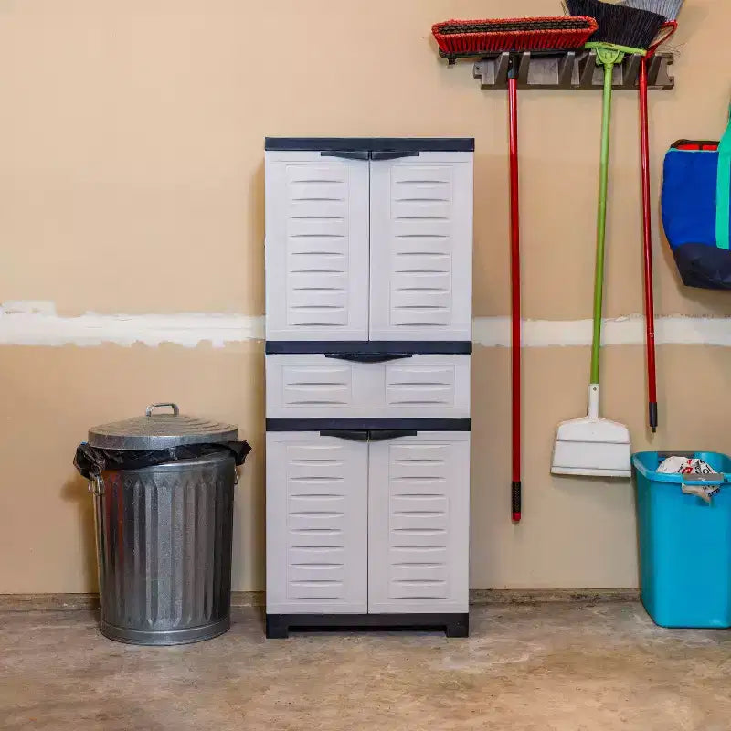 Armoire de rangement en plastique avec 2 étagères réglables et 1 tiroir - 57
