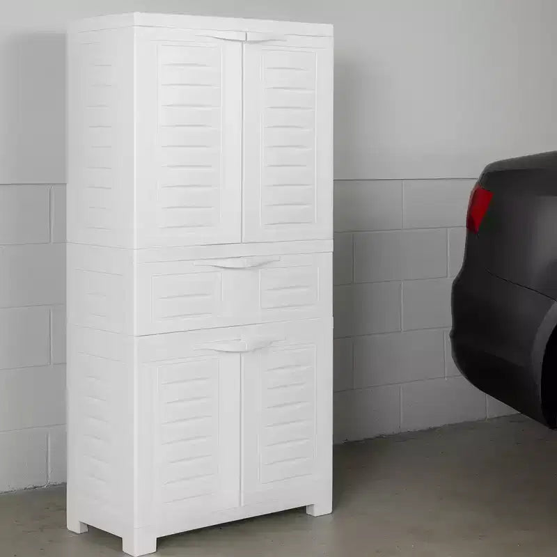 Armoire de rangement en plastique avec 2 étagères réglables et 1 tiroir - 57