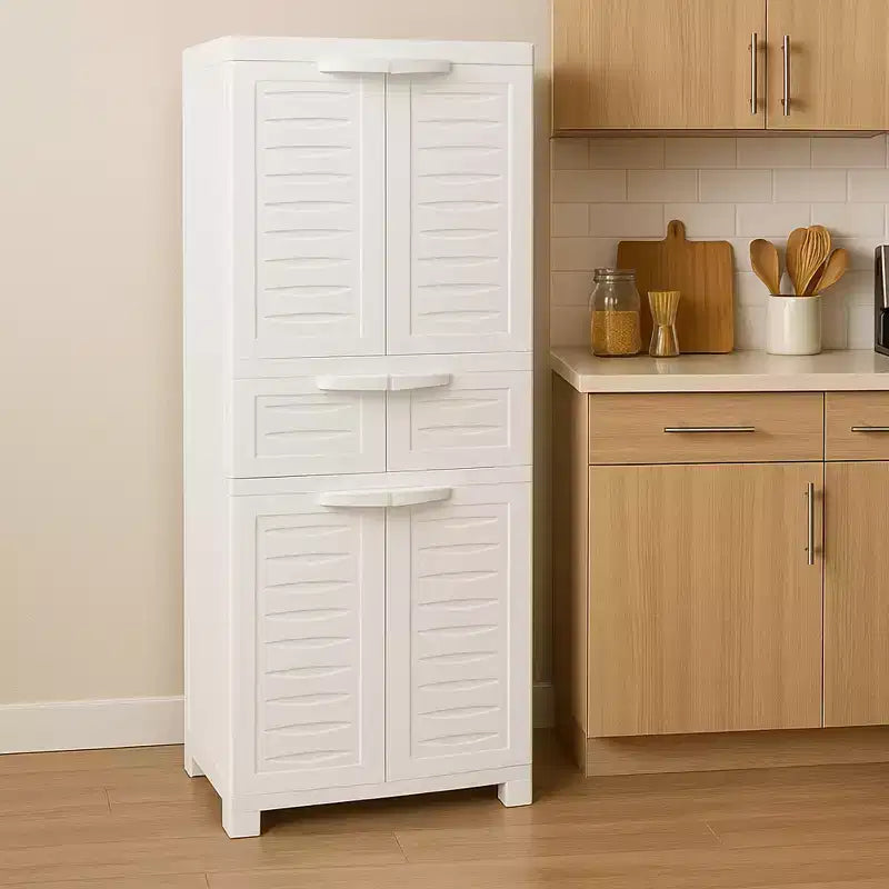 Armoire de rangement en plastique avec 2 étagères réglables et 1 tiroir - 57