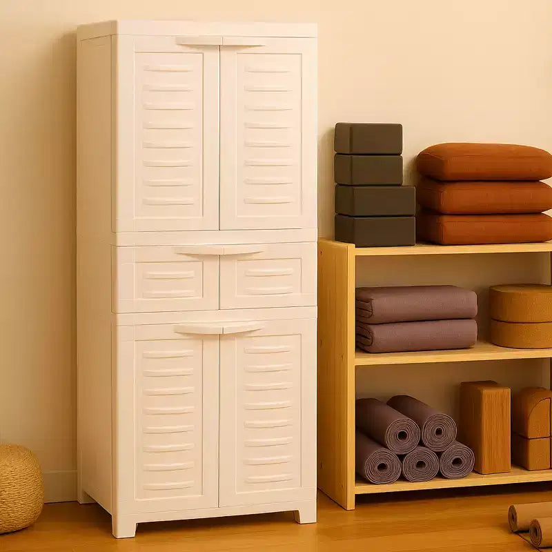 Armoire de rangement en plastique avec 2 étagères réglables et 1 tiroir - 57