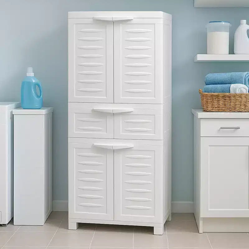 Armoire de rangement en plastique avec 2 étagères réglables et 1 tiroir - 57
