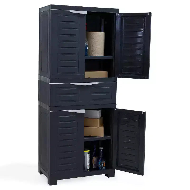 Armoire de rangement en plastique avec 2 étagères réglables et 1 tiroir - 57