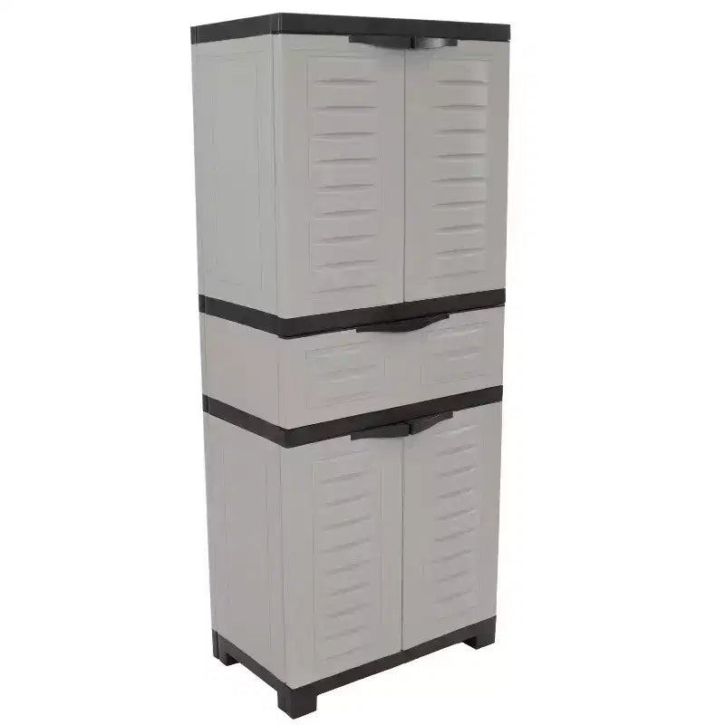 Sunnydaze Plastic Storage Cabinet with 2 Adjustable Shelves and 1 Drawer - 57