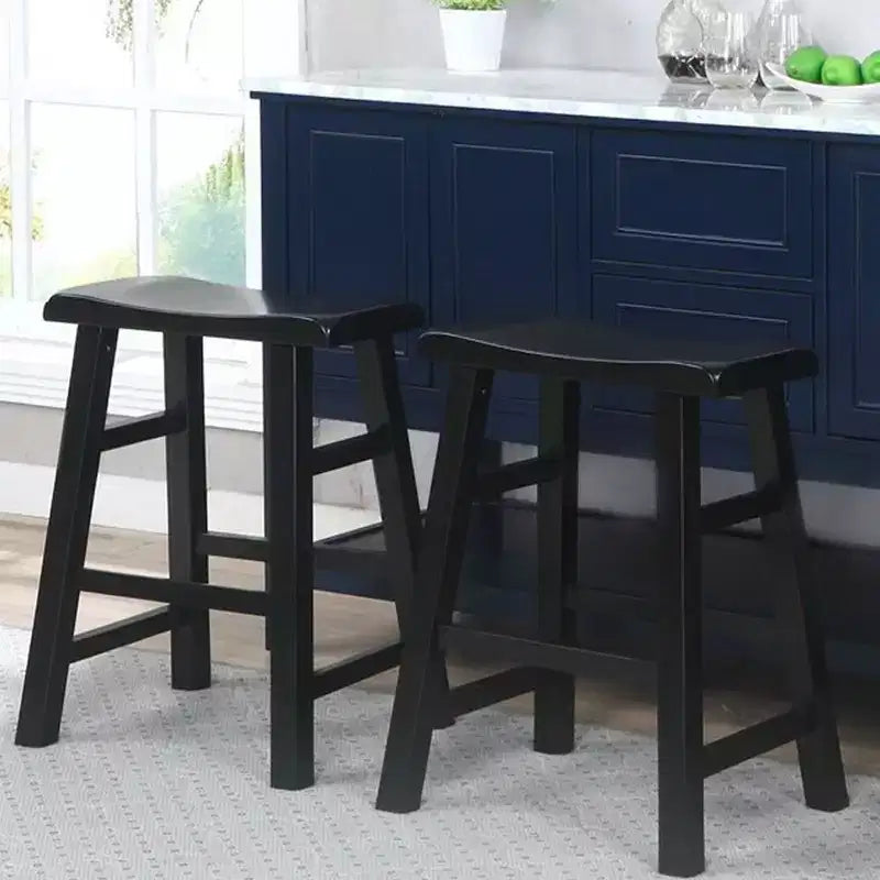 Tabourets de bar robustes en bois massif, hauteur comptoir de cuisine, assise selle, 61 cm, lot de 2