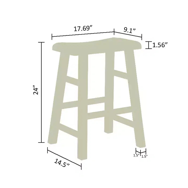 Tabourets de bar robustes en bois massif, hauteur comptoir de cuisine, assise selle, 61 cm, lot de 2