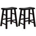 eHemco Heavy-Duty Solid Wood Saddle Seat Kitchen Counter Height Barstools, 24 Inches, Set of 2