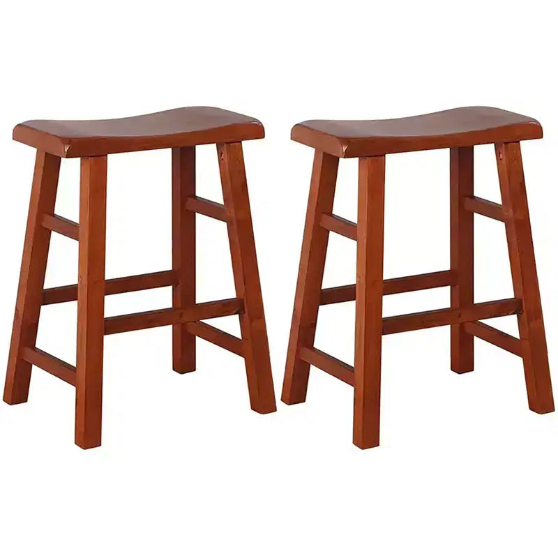 Tabourets de bar robustes en bois massif, hauteur comptoir de cuisine, assise selle, 61 cm, lot de 2