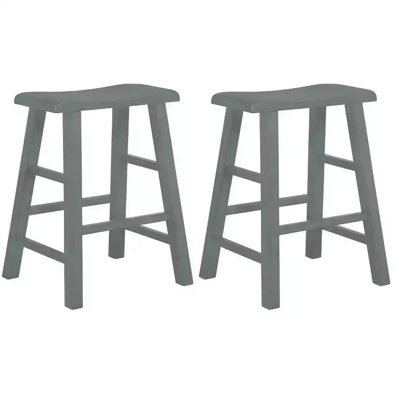 Tabourets de bar robustes en bois massif, hauteur comptoir de cuisine, assise selle, 61 cm, lot de 2
