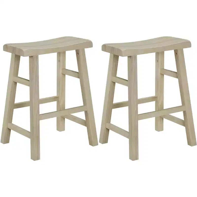 Tabourets de bar robustes en bois massif, hauteur comptoir de cuisine, assise selle, 61 cm, lot de 2
