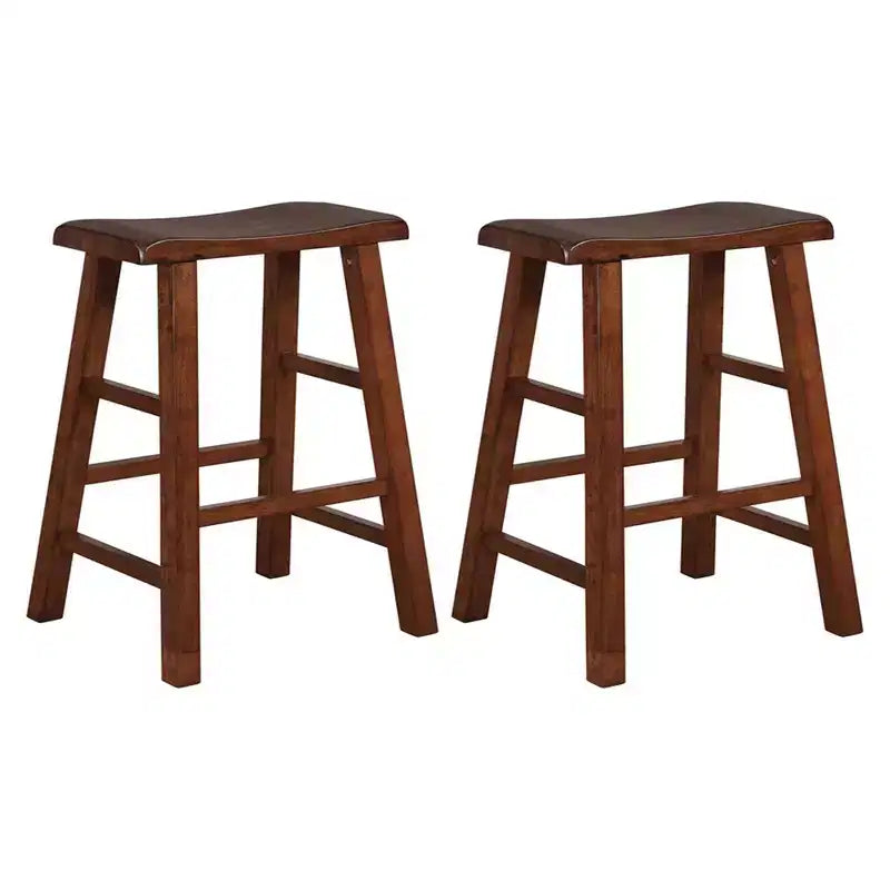 Tabourets de bar robustes en bois massif, hauteur comptoir de cuisine, assise selle, 61 cm, lot de 2