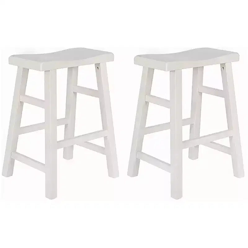 Tabourets de bar robustes en bois massif, hauteur comptoir de cuisine, assise selle, 61 cm, lot de 2