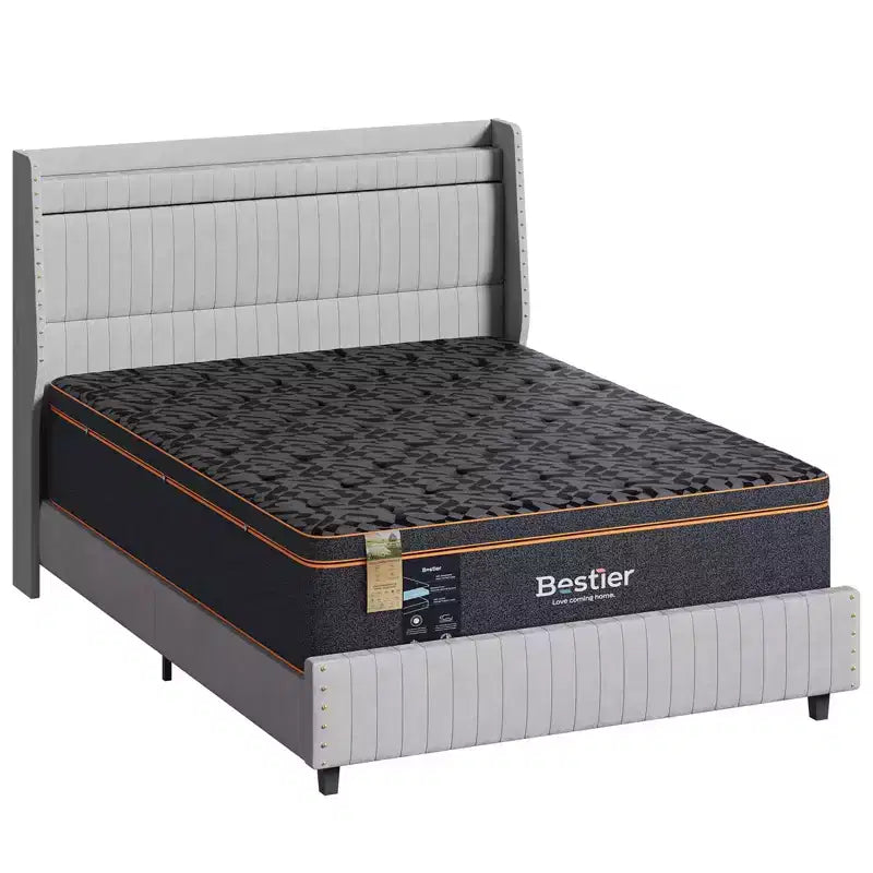 Matelas California King Size, matelas noir en mousse à mémoire de forme rafraîchissante, matelas en laine biologique, ressort lombaire pour un confort supérieur
