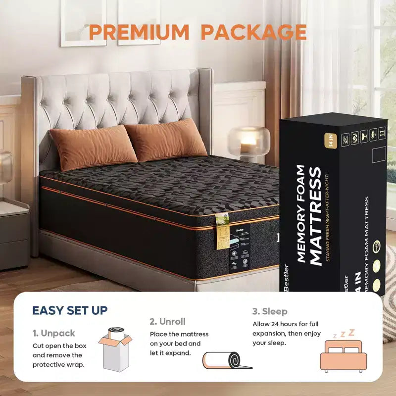 Matelas California King Size, matelas noir en mousse à mémoire de forme rafraîchissante, matelas en laine biologique, ressort lombaire pour un confort supérieur