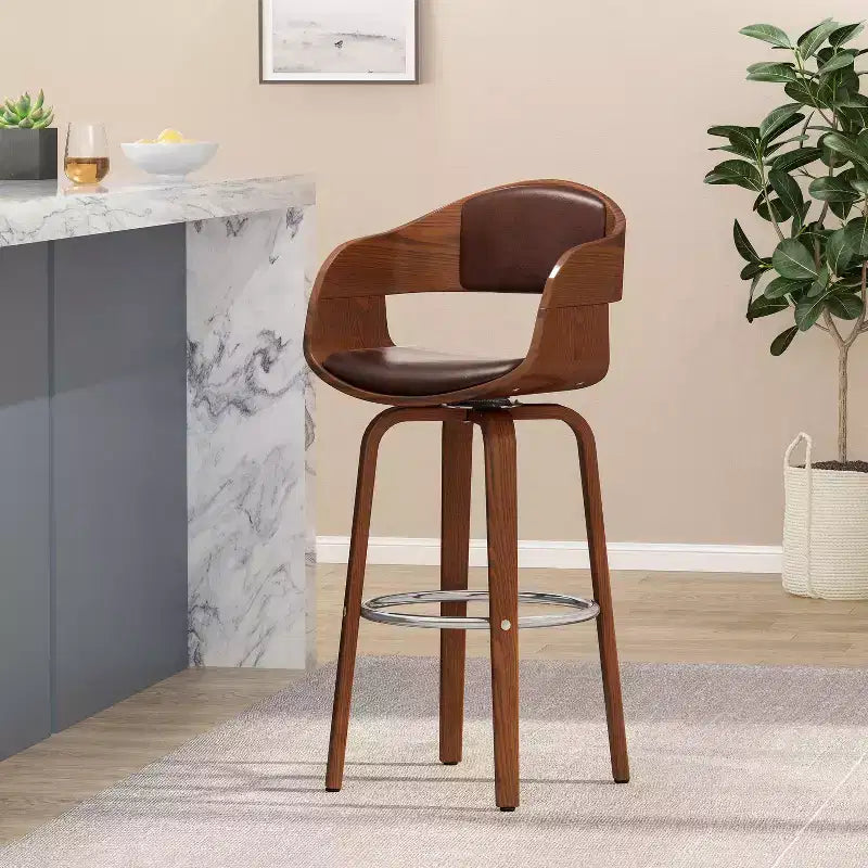 Tabouret de bar pivotant à 360°, tabouret de comptoir, chaise de salle à manger, tabouret de pub/cuisine, noir et marron