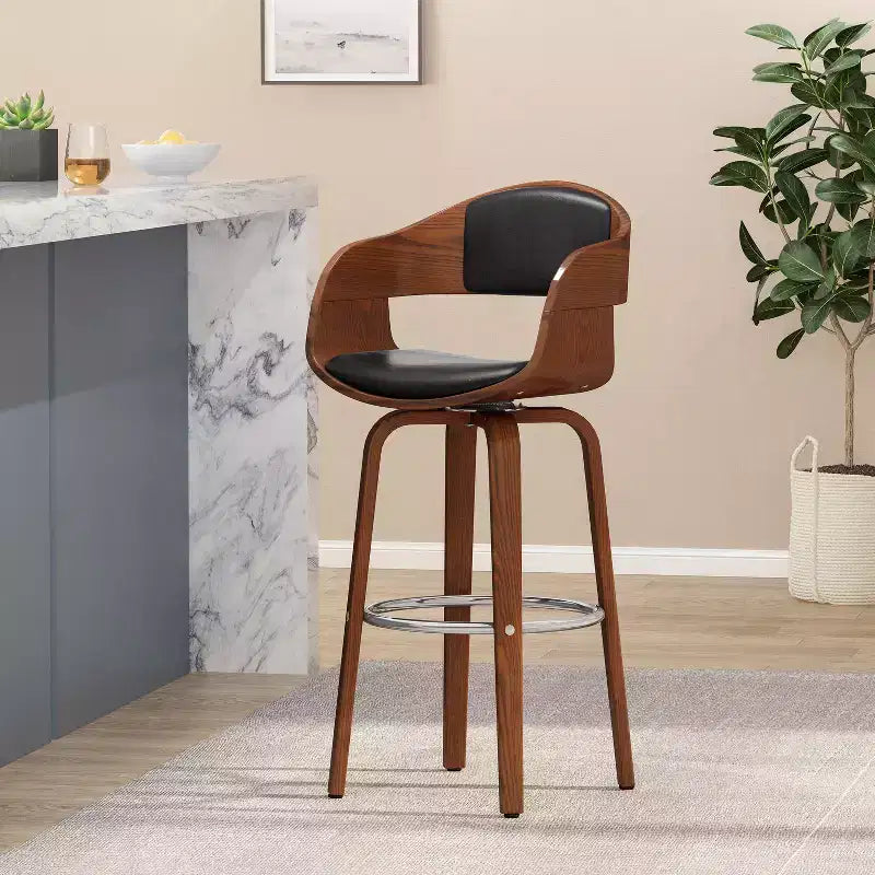 Tabouret de bar pivotant à 360°, tabouret de comptoir, chaise de salle à manger, tabouret de pub/cuisine, noir et marron