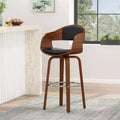 360 Swivel Bar Stool Counter Stool Dining Chair Pub Kitchen Stool, Black&amp;Brown-ModernLuxe