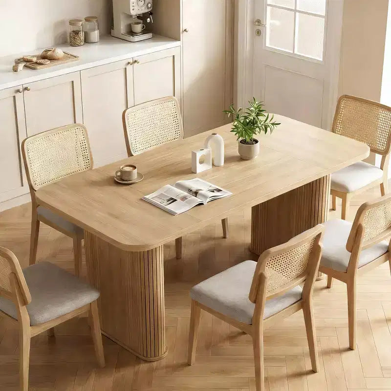 Table de salle à manger 160 cm pour 6 à 8 personnes, Table de cuisine de style campagnard avec grand plateau, Table à manger rectangulaire pour salle à manger, salon, cuisine
