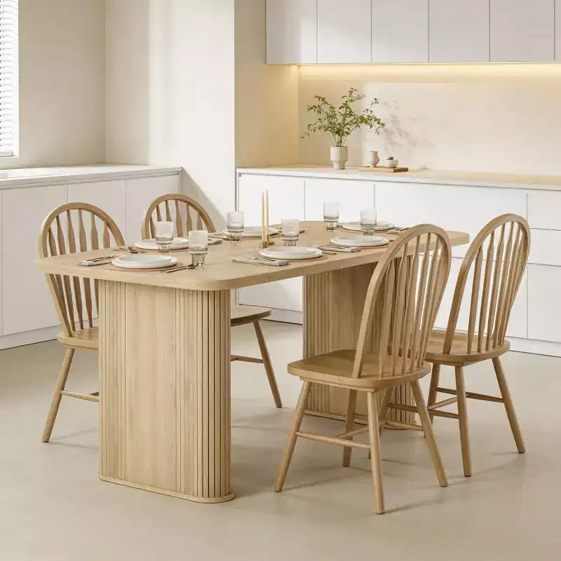 Table de salle à manger 160 cm pour 6 à 8 personnes, Table de cuisine de style campagnard avec grand plateau, Table à manger rectangulaire pour salle à manger, salon, cuisine