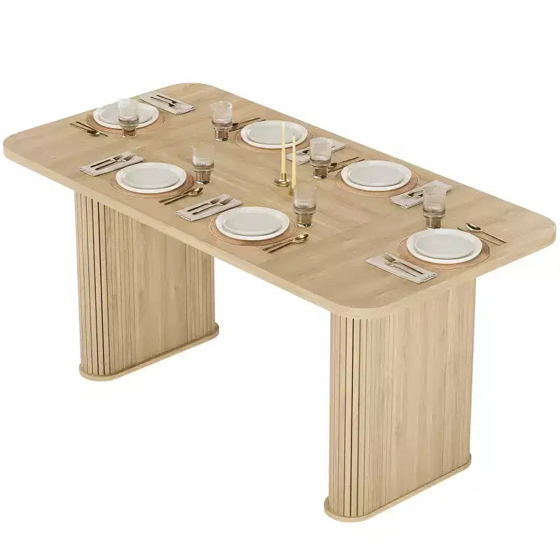 Table de salle à manger 160 cm pour 6 à 8 personnes, Table de cuisine de style campagnard avec grand plateau, Table à manger rectangulaire pour salle à manger, salon, cuisine