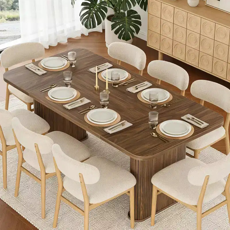 Table de salle à manger 160 cm pour 6 à 8 personnes, Table de cuisine de style campagnard avec grand plateau, Table à manger rectangulaire pour salle à manger, salon, cuisine
