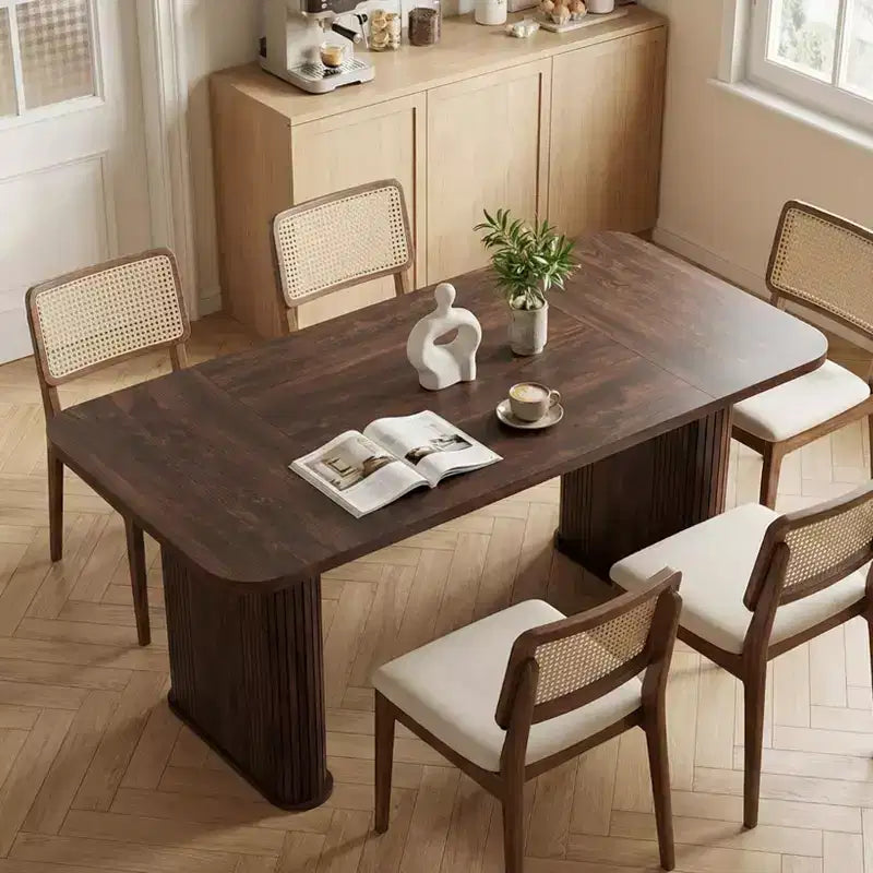Table de salle à manger 160 cm pour 6 à 8 personnes, Table de cuisine de style campagnard avec grand plateau, Table à manger rectangulaire pour salle à manger, salon, cuisine