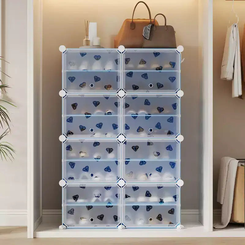 Organisateur de chaussures extensible à 8 niveaux avec porte, peut contenir 32 paires, armoire de rangement de chaussures détachable, organisateur peu encombrant pour entrée et chambre