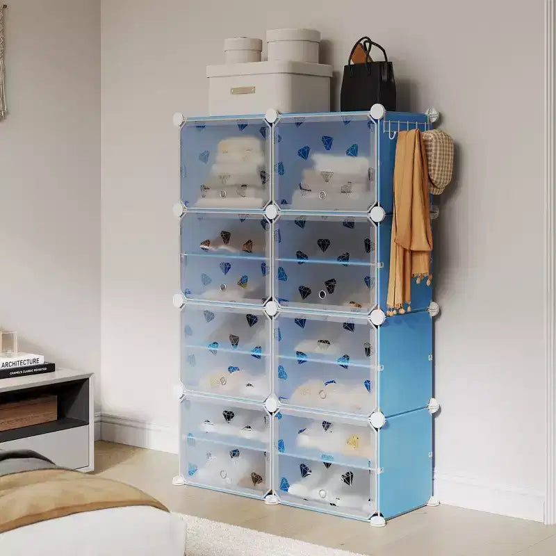 Organisateur de chaussures extensible à 8 niveaux avec porte, peut contenir 32 paires, armoire de rangement de chaussures détachable, organisateur peu encombrant pour entrée et chambre