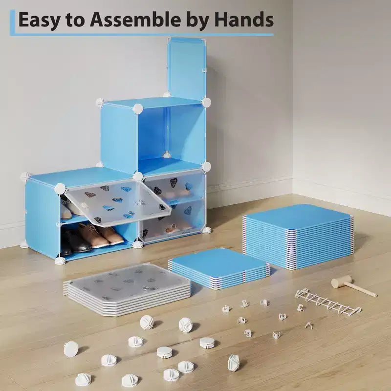 Organisateur de chaussures extensible à 8 niveaux avec porte, peut contenir 32 paires, armoire de rangement de chaussures détachable, organisateur peu encombrant pour entrée et chambre