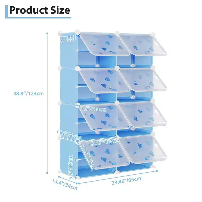 Organisateur de chaussures extensible à 8 niveaux avec porte, peut contenir 32 paires, armoire de rangement de chaussures détachable, organisateur peu encombrant pour entrée et chambre