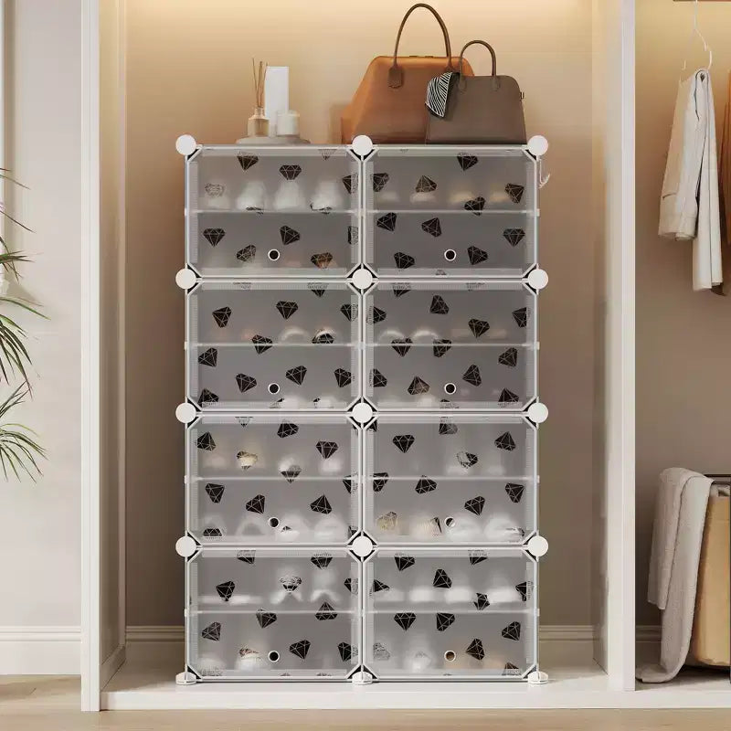 Organisateur de chaussures extensible à 8 niveaux avec porte, peut contenir 32 paires, armoire de rangement de chaussures détachable, organisateur peu encombrant pour entrée et chambre