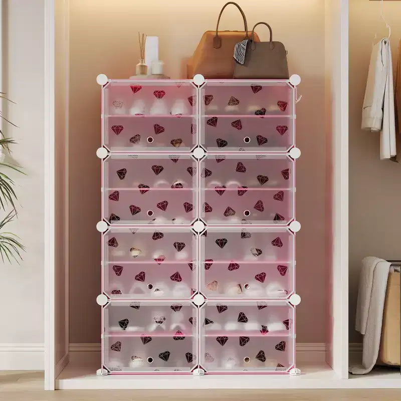 Organisateur de chaussures extensible à 8 niveaux avec porte, peut contenir 32 paires, armoire de rangement de chaussures détachable, organisateur peu encombrant pour entrée et chambre