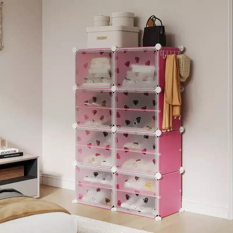 Organisateur de chaussures extensible à 8 niveaux avec porte, peut contenir 32 paires, armoire de rangement de chaussures détachable, organisateur peu encombrant pour entrée et chambre