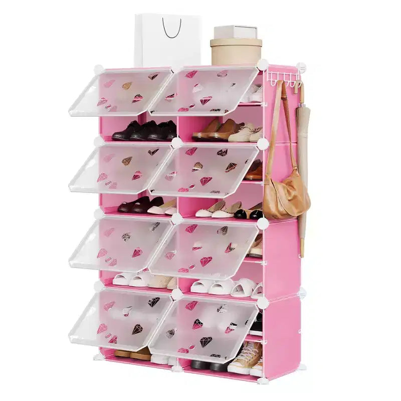 Organisateur de chaussures extensible à 8 niveaux avec porte, peut contenir 32 paires, armoire de rangement de chaussures détachable, organisateur peu encombrant pour entrée et chambre