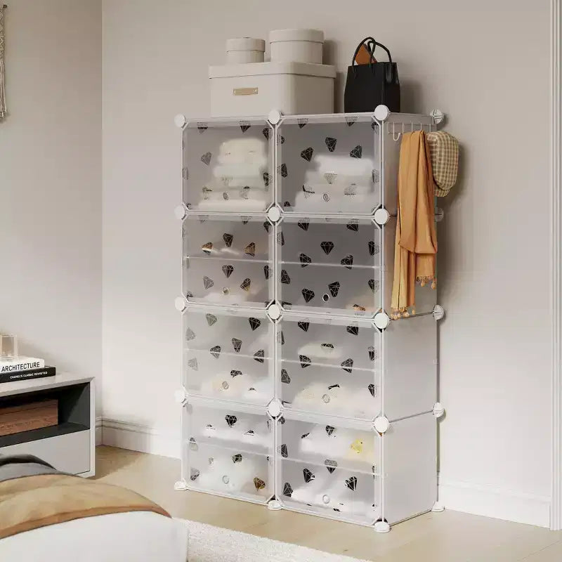 Organisateur de chaussures extensible à 8 niveaux avec porte, peut contenir 32 paires, armoire de rangement de chaussures détachable, organisateur peu encombrant pour entrée et chambre