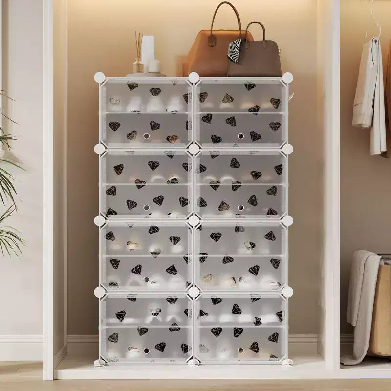 Organisateur de chaussures extensible à 8 niveaux avec porte, peut contenir 32 paires, armoire de rangement de chaussures détachable, organisateur peu encombrant pour entrée et chambre