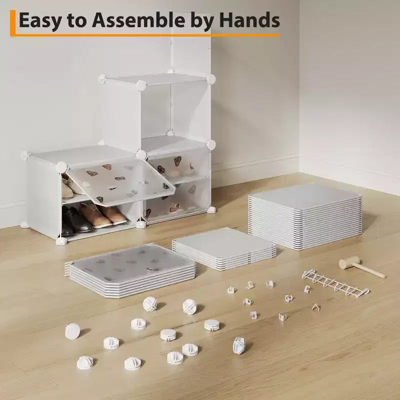 Organisateur de chaussures extensible à 8 niveaux avec porte, peut contenir 32 paires, armoire de rangement de chaussures détachable, organisateur peu encombrant pour entrée et chambre