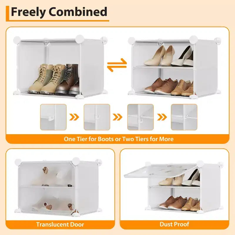 Organisateur de chaussures extensible à 8 niveaux avec porte, peut contenir 32 paires, armoire de rangement de chaussures détachable, organisateur peu encombrant pour entrée et chambre