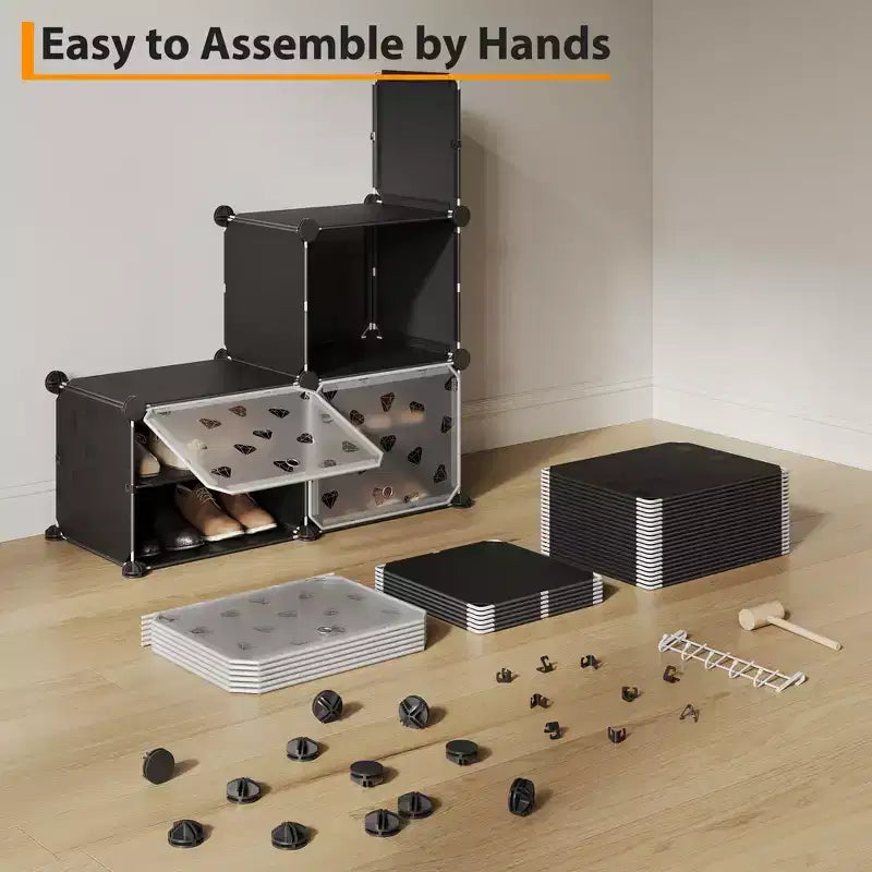 Organisateur de chaussures extensible à 8 niveaux avec porte, peut contenir 32 paires, armoire de rangement de chaussures détachable, organisateur peu encombrant pour entrée et chambre
