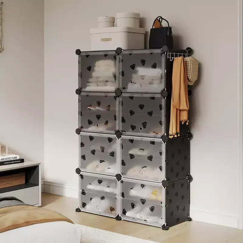 Organisateur de chaussures extensible à 8 niveaux avec porte, peut contenir 32 paires, armoire de rangement de chaussures détachable, organisateur peu encombrant pour entrée et chambre