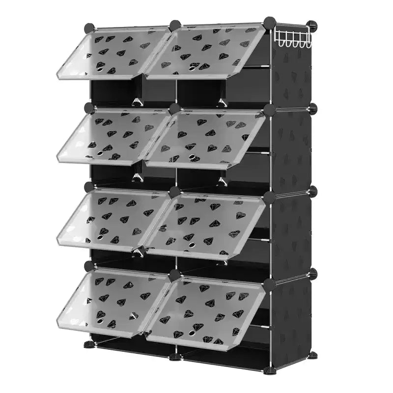 Organisateur de chaussures extensible à 8 niveaux avec porte, peut contenir 32 paires, armoire de rangement de chaussures détachable, organisateur peu encombrant pour entrée et chambre
