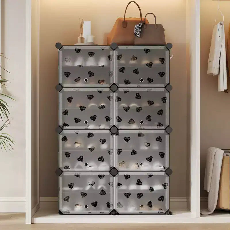 Organisateur de chaussures extensible à 8 niveaux avec porte, peut contenir 32 paires, armoire de rangement de chaussures détachable, organisateur peu encombrant pour entrée et chambre